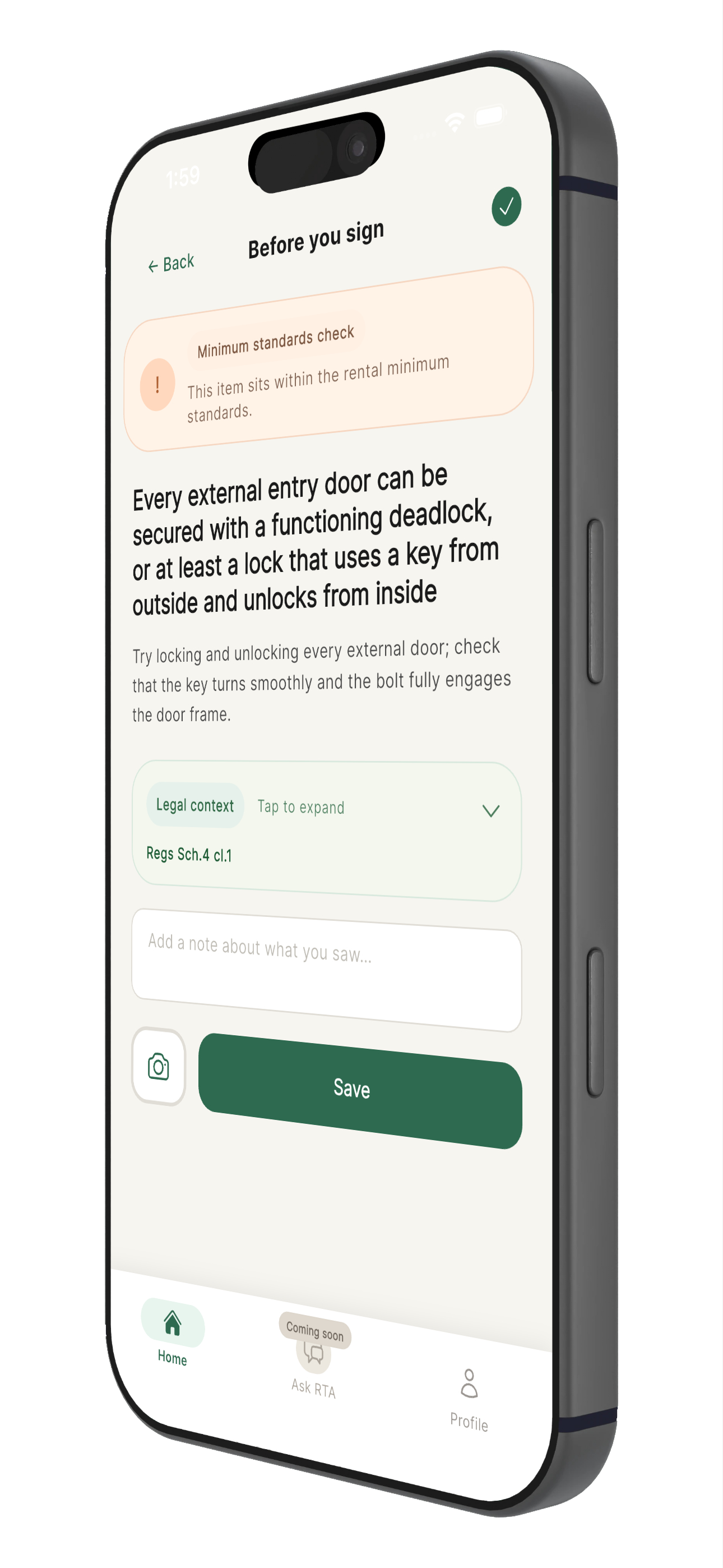 Rentle Checklist Interface