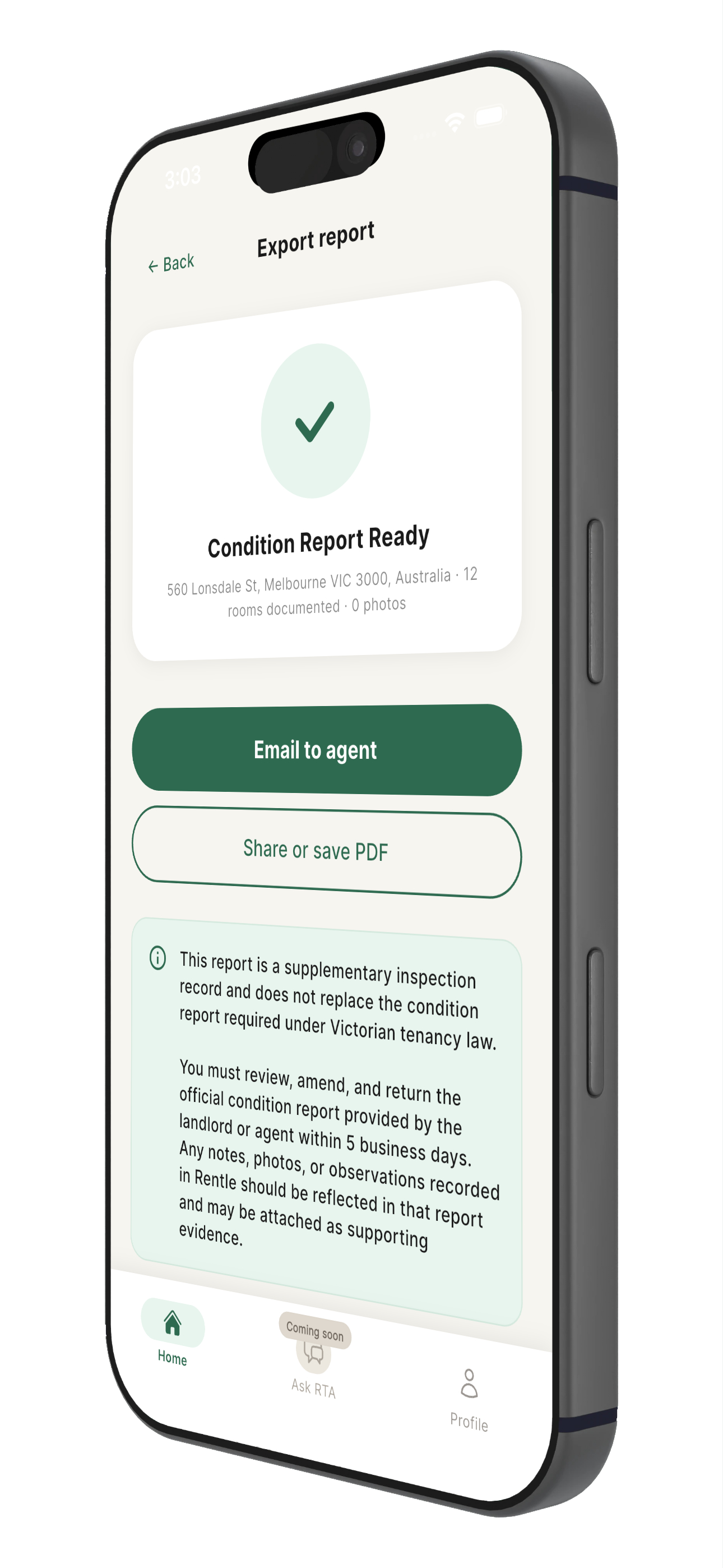 Rentle Export Report Interface